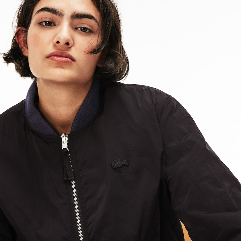 Chamarras Lacoste LIVE Reversible Nylon And Fleece Bomber Hombre Negros Azules | MW2-53175P3