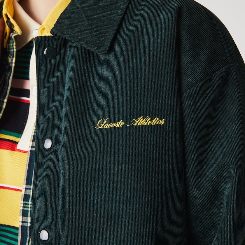 Chamarras Lacoste LIVE Ribbed Velvet Bomber Mujer Verdes Oscuro | MW9-26692D1