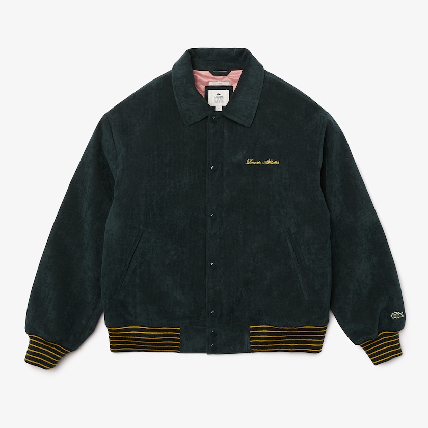 Chamarras Lacoste LIVE Ribbed Velvet Bomber Mujer Verdes Oscuro | MW9-26692D1