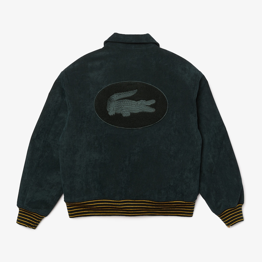 Chamarras Lacoste LIVE Ribbed Velvet Bomber Mujer Verdes Oscuro | MW9-26692D1