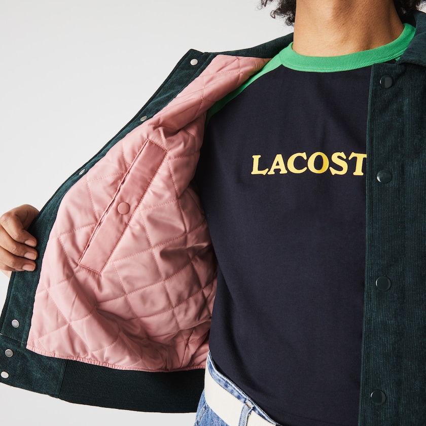 Chamarras Lacoste LIVE Ribbed Velvet Bomber Mujer Verdes Oscuro | MW9-26692D1