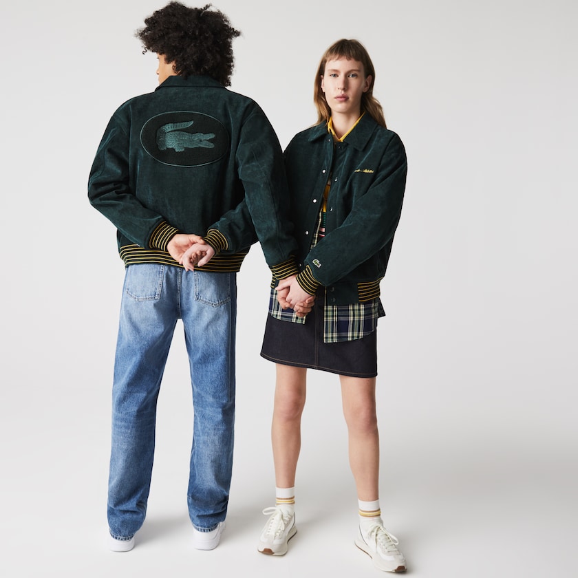 Chamarras Lacoste LIVE Ribbed Velvet Bomber Mujer Verdes Oscuro | MW9-26692D1