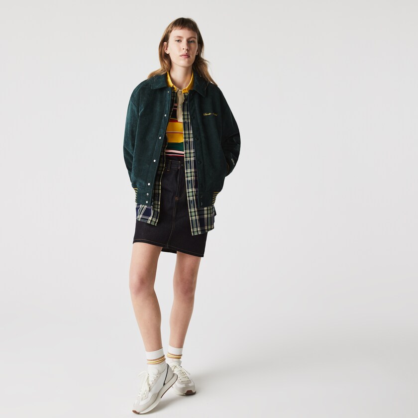 Chamarras Lacoste LIVE Ribbed Velvet Bomber Hombre Verdes Oscuro | OV8-52235K6