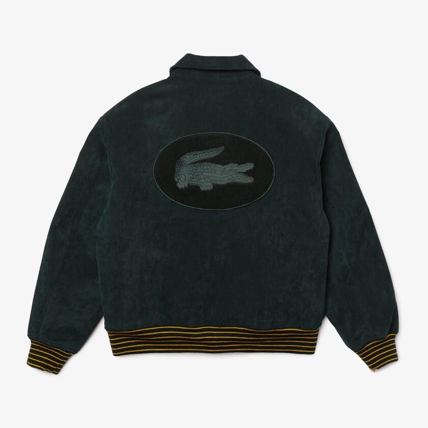 Chamarras Lacoste LIVE Ribbed Velvet Bomber Hombre Verdes Oscuro | OV8-52235K6
