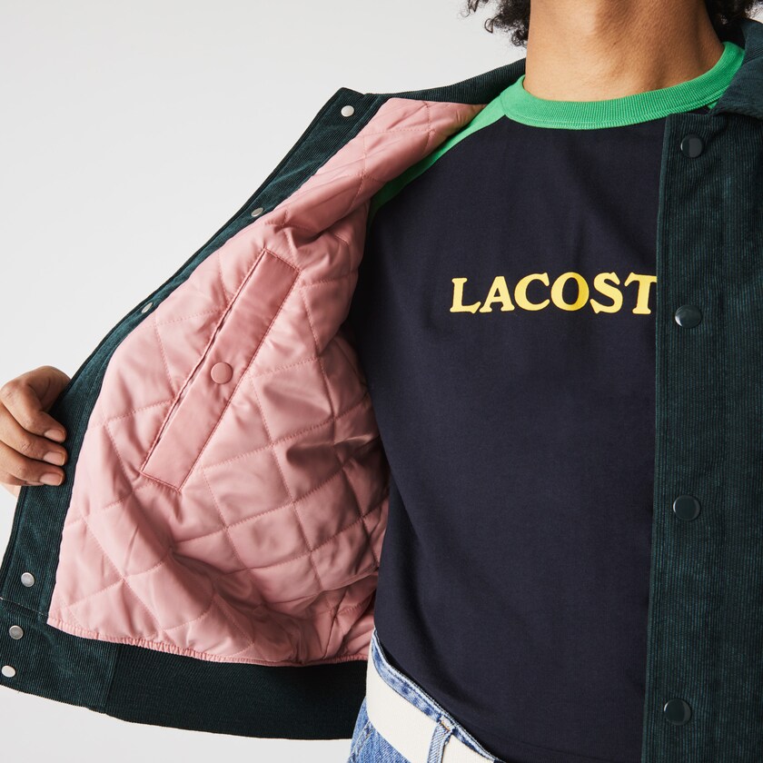 Chamarras Lacoste LIVE Ribbed Velvet Bomber Hombre Verdes Oscuro | OV8-52235K6