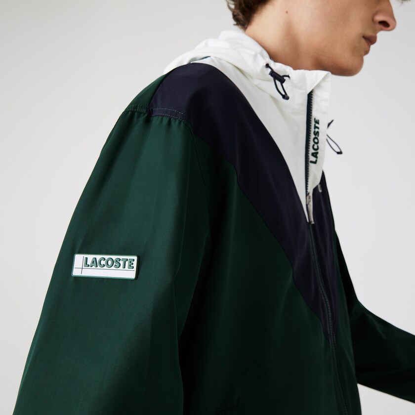 Chamarras Lacoste Lightweight Colorblock Hooded Hombre Verdes Azul Marino Azules Blancos | BN9-76847L0