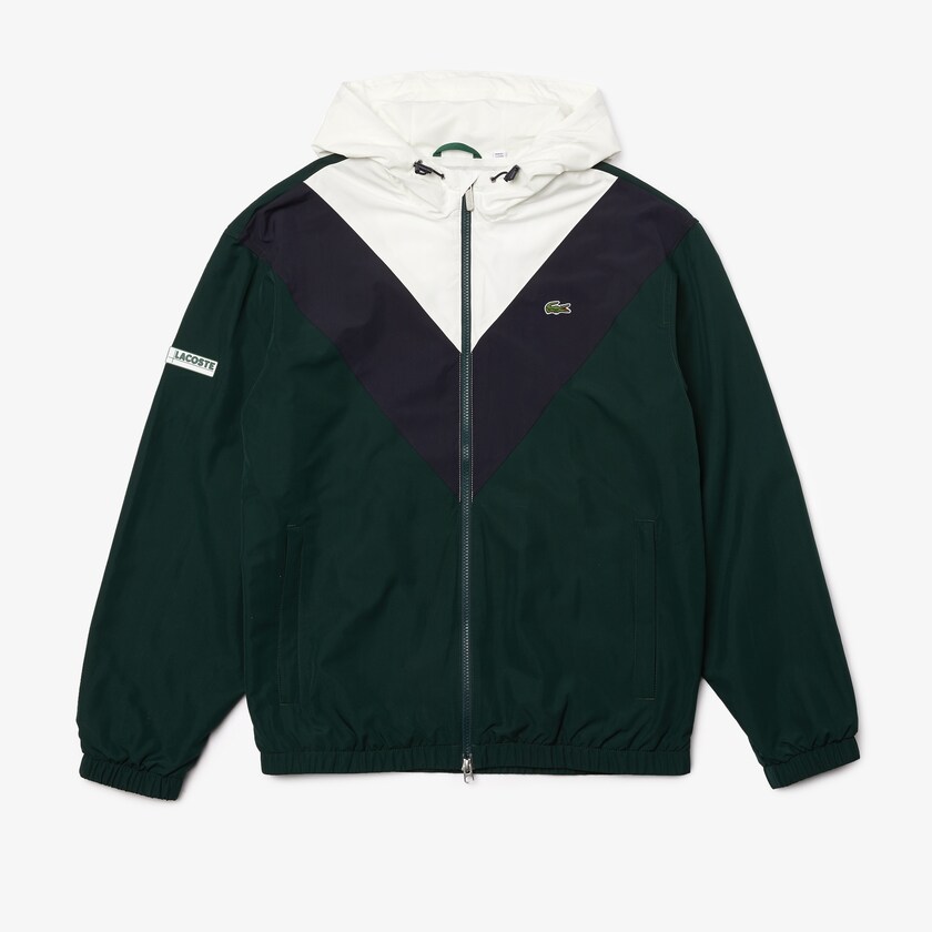 Chamarras Lacoste Lightweight Colorblock Hooded Hombre Verdes Azul Marino Azules Blancos | BN9-76847L0