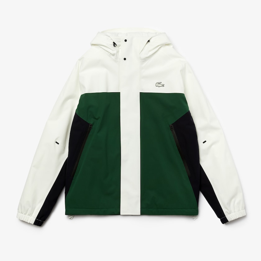 Chamarras Lacoste Lightweight Colorblock Hooded Water-Resistant Hombre Verdes Blancos Azul Marino Azules | XQ3-54755O1