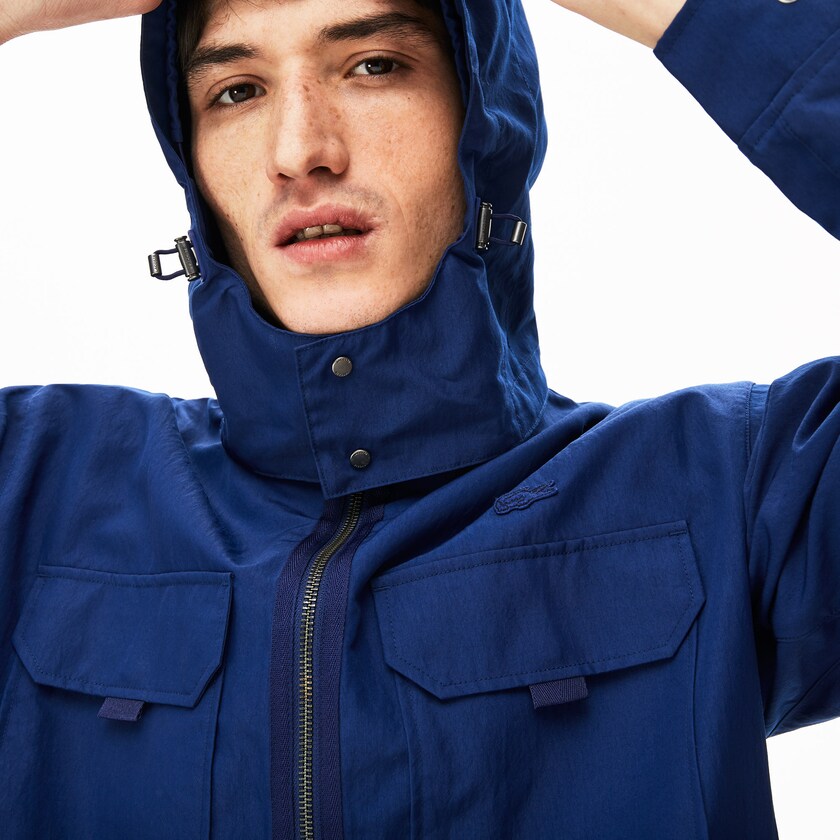 Chamarras Lacoste Lightweight Detachable-Hood Hombre Azul Marino Azules | KS8-34143F5
