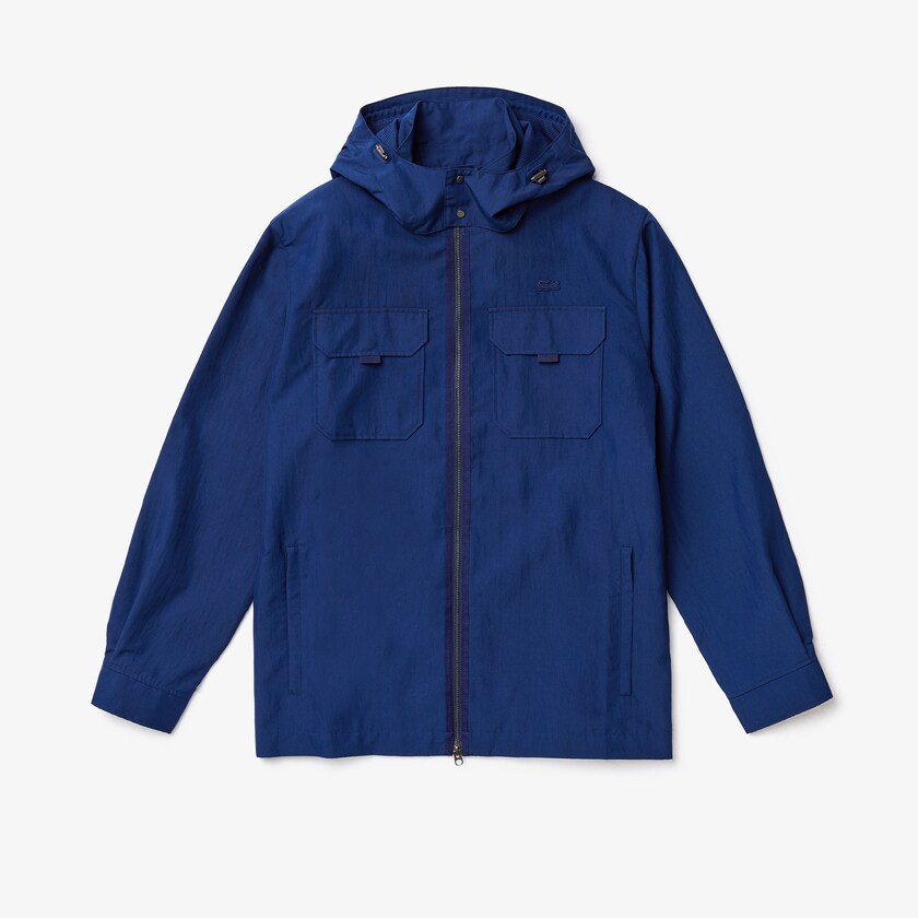 Chamarras Lacoste Lightweight Detachable-Hood Hombre Azul Marino Azules | KS8-34143F5