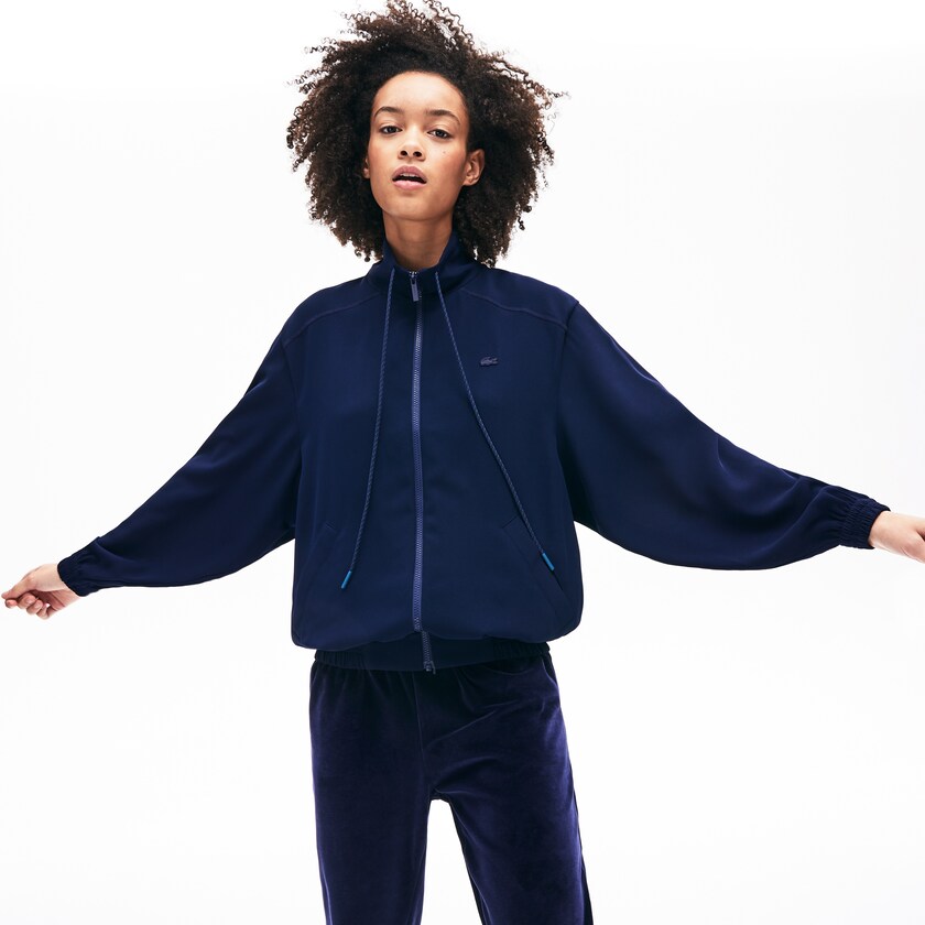 Chamarras Lacoste Motion Oversized Twill Zippered Mujer Azul Marino Azules | KQ2-79987T2
