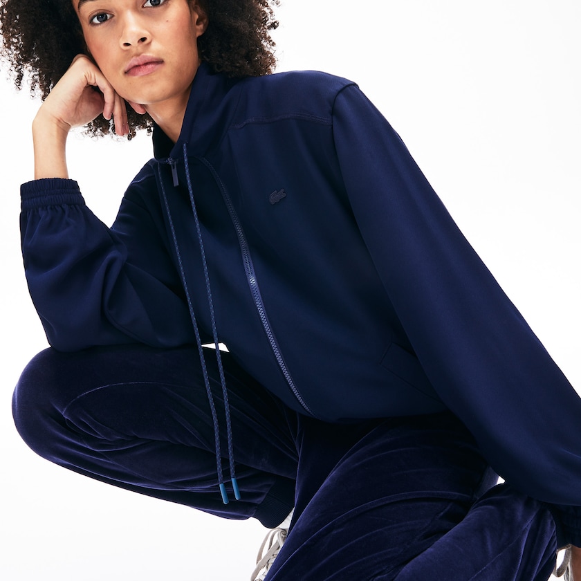 Chamarras Lacoste Motion Oversized Twill Zippered Mujer Azul Marino Azules | KQ2-79987T2