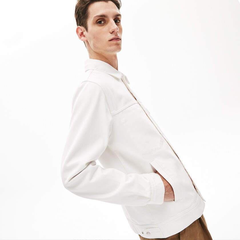 Chamarras Lacoste Multi-Pocket Denim Hombre Blancos | FS7-01420E8