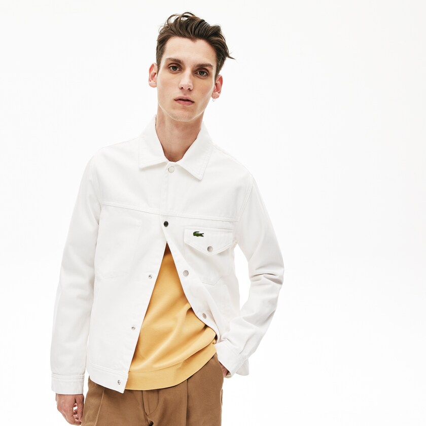 Chamarras Lacoste Multi-Pocket Denim Hombre Blancos | FS7-01420E8