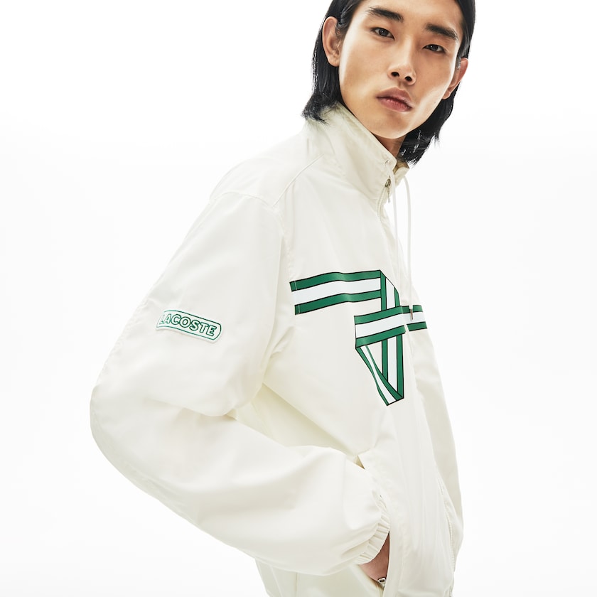 Chamarras Lacoste Print Band Zip Heritage Tracksuit Hombre Blancos | LT0-97609S7