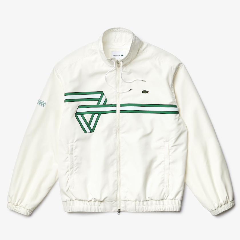Chamarras Lacoste Print Band Zip Heritage Tracksuit Hombre Blancos | LT0-97609S7