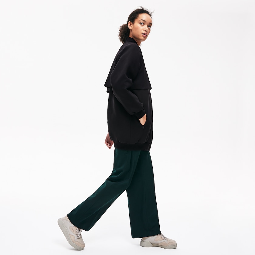 Chamarras Lacoste Quilted Lining Long Wool Crepe Bomber Mujer Negros | SL8-55635V4