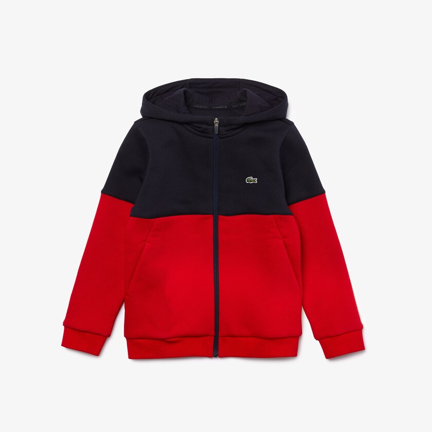 Chamarras Lacoste Niños Azul Marino Azules Rojos Blancos SPORT Colorblock Fleece Zip ML7-82578X1