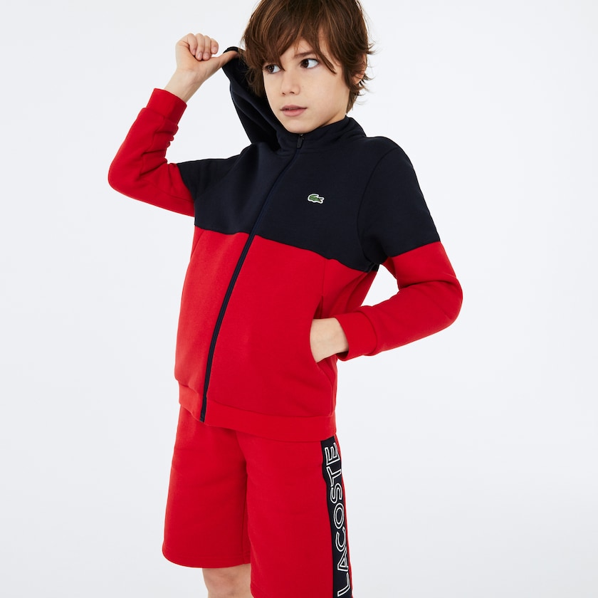 Chamarras Lacoste Niños Azul Marino Azules Rojos Blancos SPORT Colorblock Fleece Zip ML7-82578X1