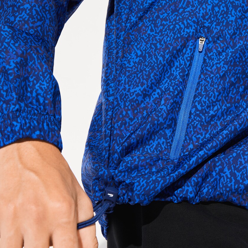 Chamarras Lacoste SPORT Hooded Print Zip Hombre Azul Marino Azules Azules | QJ9-04230P7