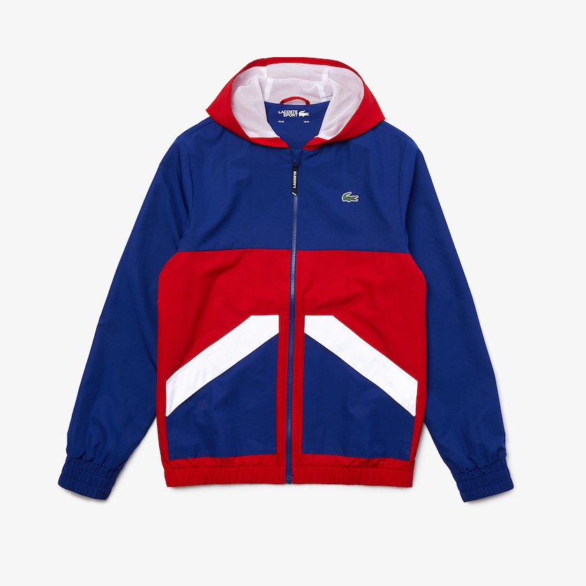 Chamarras Lacoste SPORT Hooded Water-Resistant Colorblock Hombre Azules Rojos Blancos | DO5-99699T7