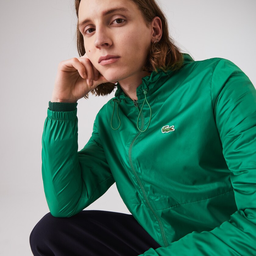 Chamarras Lacoste SPORT Hooded Water-Resistant Hombre Verdes | UG0-77087D5