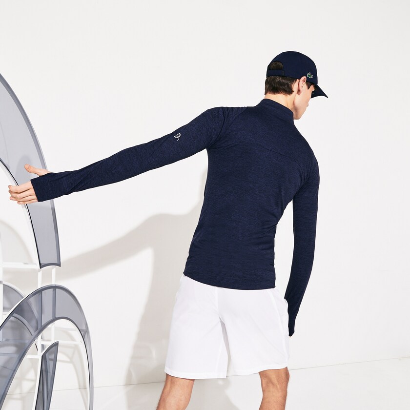 Chamarras Lacoste SPORT Novak Djokovic Stretch Zippered Hombre Azul Marino Azules | UA2-99349G8