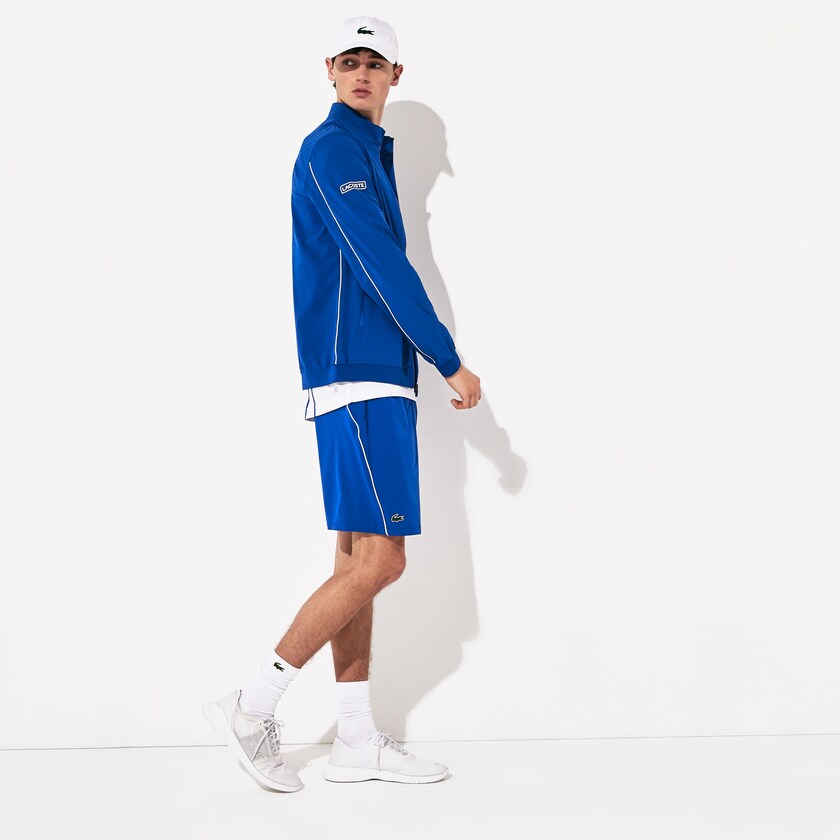 Chamarras Lacoste SPORT Novak Djokovic Textured Zip Hombre Azules Blancos | IO8-94919M2