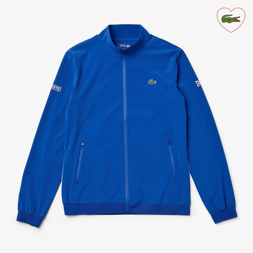 Chamarras Lacoste SPORT Novak Djokovic Textured Zip Hombre Azules Blancos | IO8-94919M2