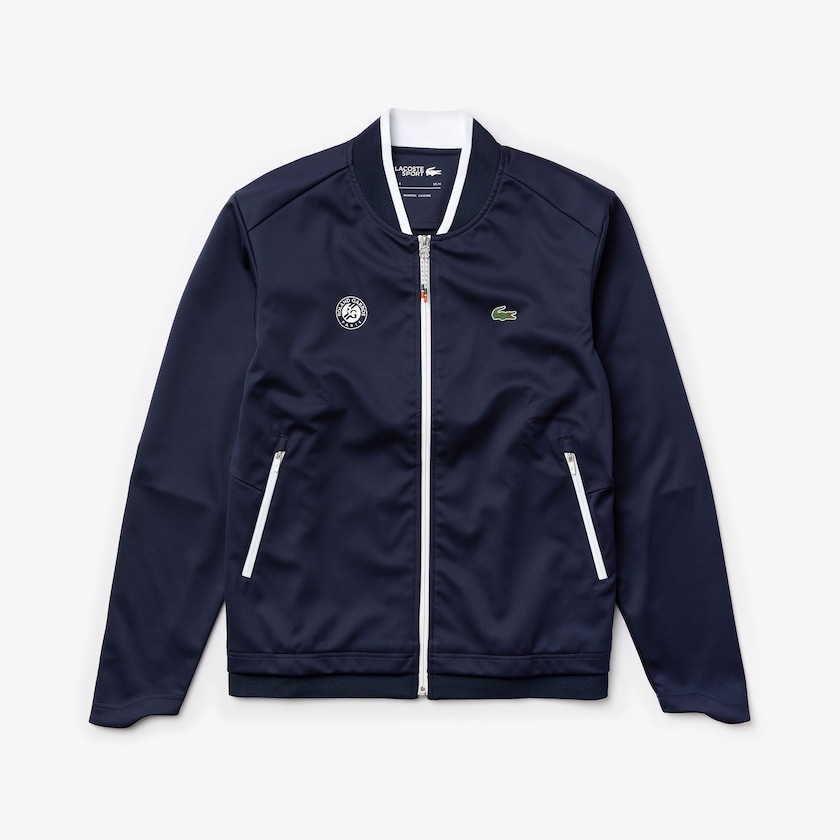 Chamarras Lacoste SPORT Roland Garros Piqué Zip-Up Hombre Azul Marino Azules Blancos Rojos | FP4-92419U9