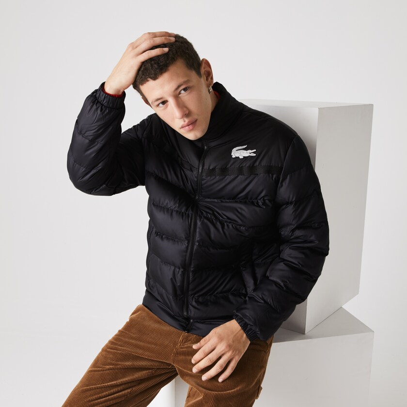 Chamarras Lacoste SPORT Two-Tone Water-Resistant Quilted Hombre Grises Oscuro Negros | YK2-32313R6