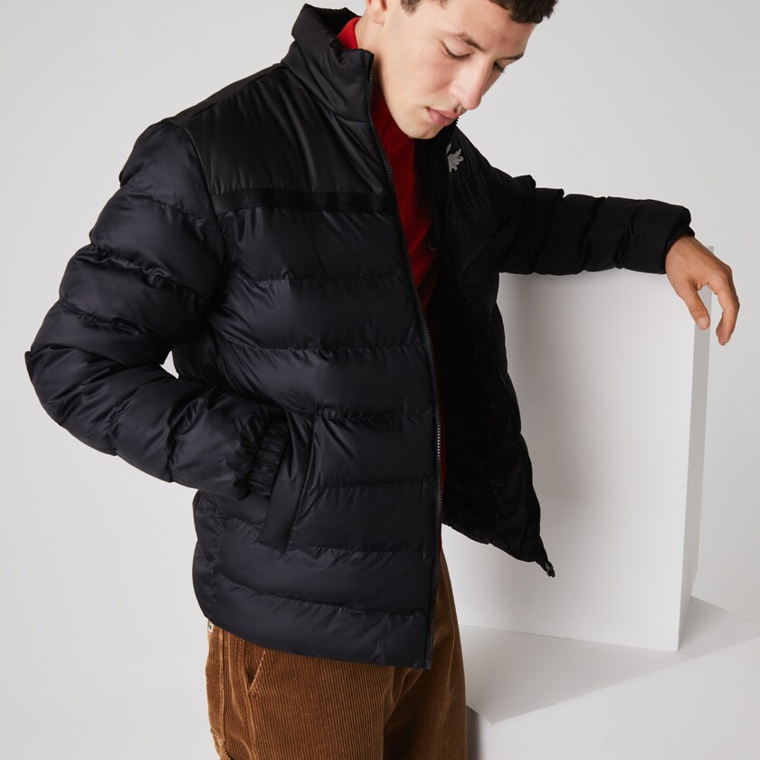 Chamarras Lacoste SPORT Two-Tone Water-Resistant Quilted Hombre Grises Oscuro Negros | YK2-32313R6