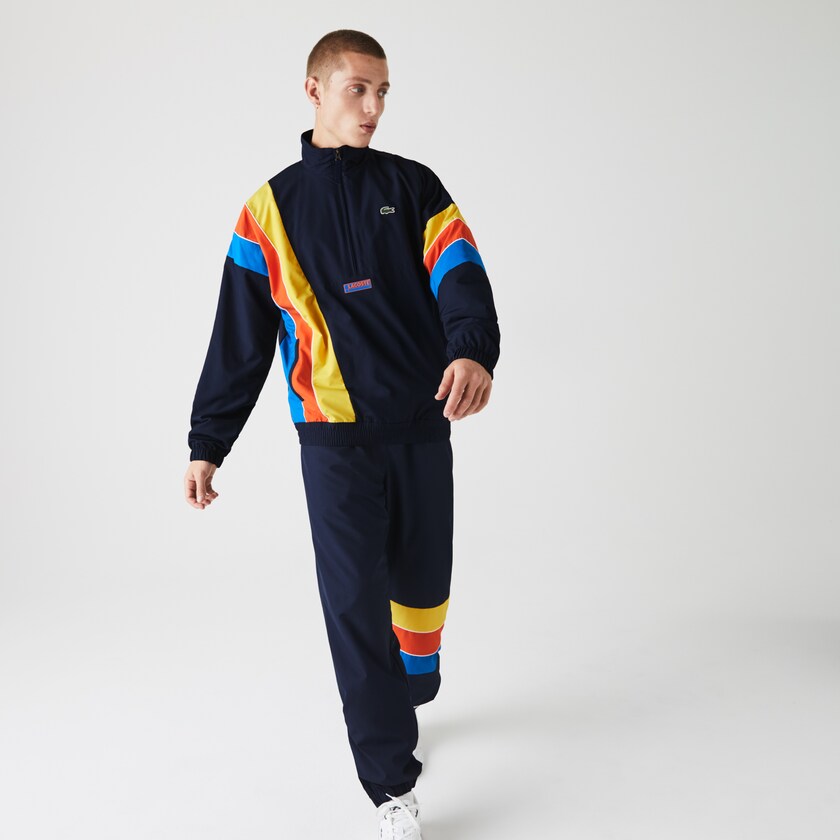 Chamarras Lacoste SPORT Zip Neck Lightweight Water-Resistant Hombre Azul Marino Azules Azules Rojos Amarillos | AS4-32193G2