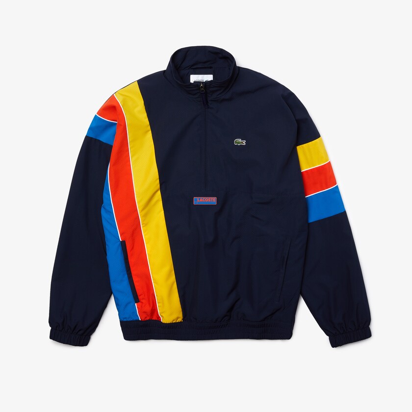 Chamarras Lacoste SPORT Zip Neck Lightweight Water-Resistant Hombre Azul Marino Azules Azules Rojos Amarillos | AS4-32193G2
