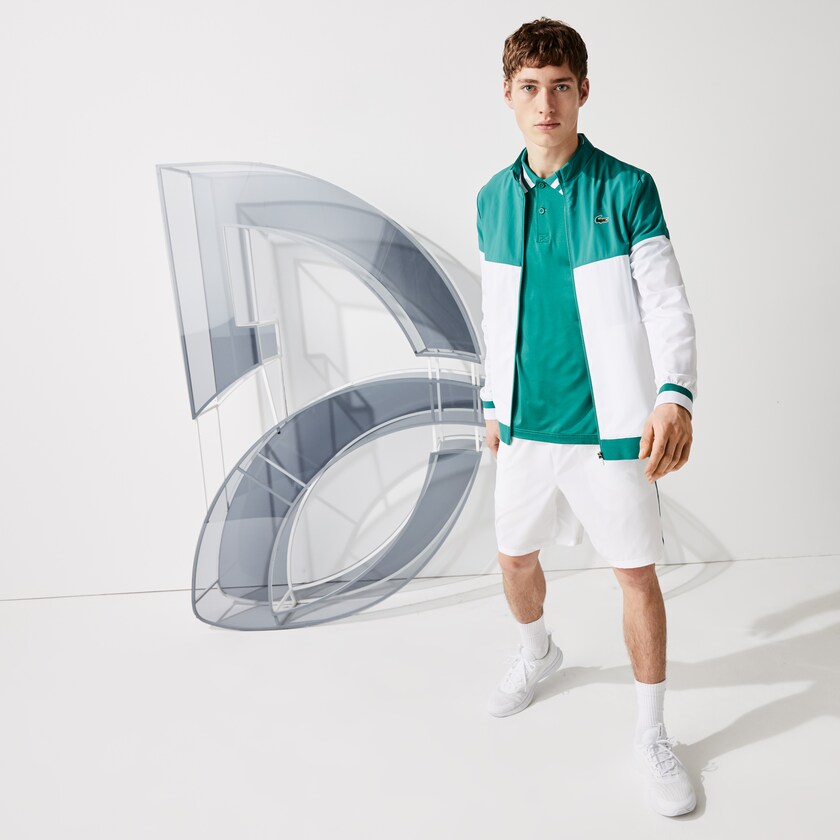 Chamarras Lacoste SPORT x Novak Djokovic Colorblock Zip Hombre Blancos Verdes | RU0-46044C3