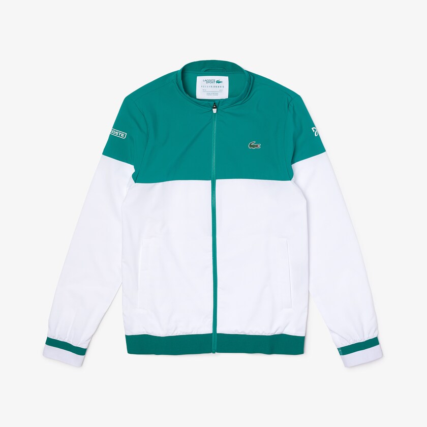 Chamarras Lacoste SPORT x Novak Djokovic Colorblock Zip Hombre Blancos Verdes | RU0-46044C3