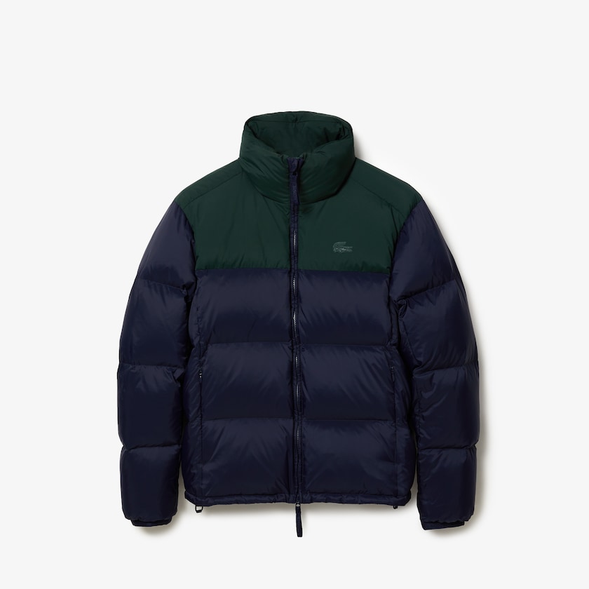 Chamarras Lacoste Stand-Up Collar Concealed Hood Colourblock Short Mujer Azul Marino Azules Verdes | XX7-51065U0