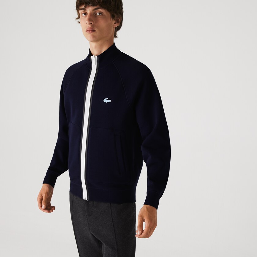 Chamarras Lacoste Stand-Up Collar Reversible Zippered Hombre Azul Marino Azules Azules | KO4-75597Z3