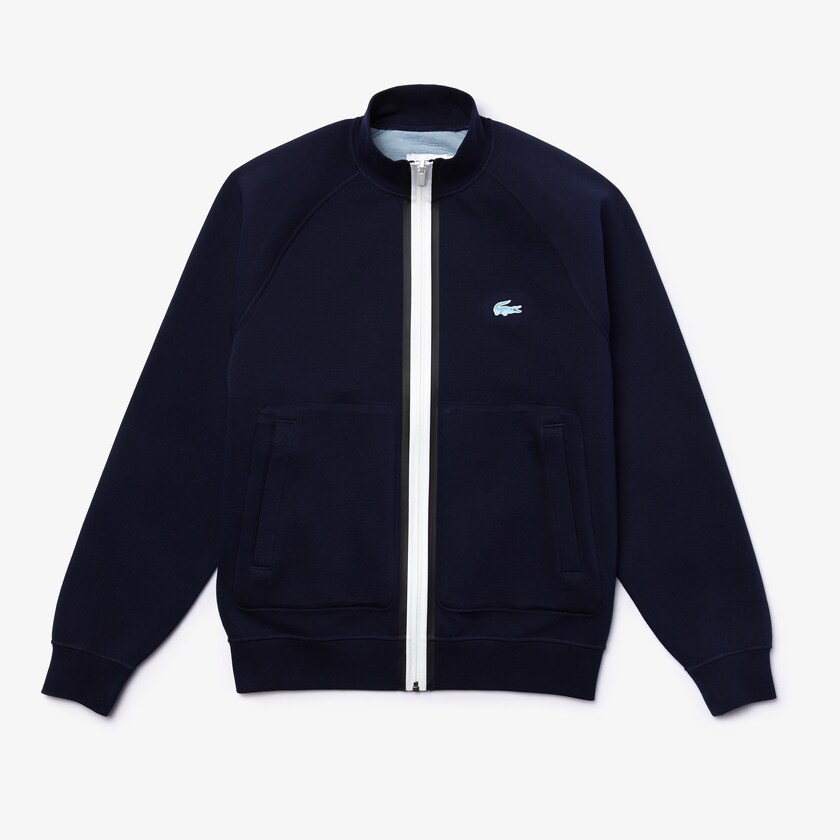 Chamarras Lacoste Stand-Up Collar Reversible Zippered Hombre Azul Marino Azules Azules | KO4-75597Z3