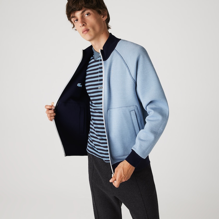 Chamarras Lacoste Stand-Up Collar Reversible Zippered Hombre Azul Marino Azules Azules | KO4-75597Z3