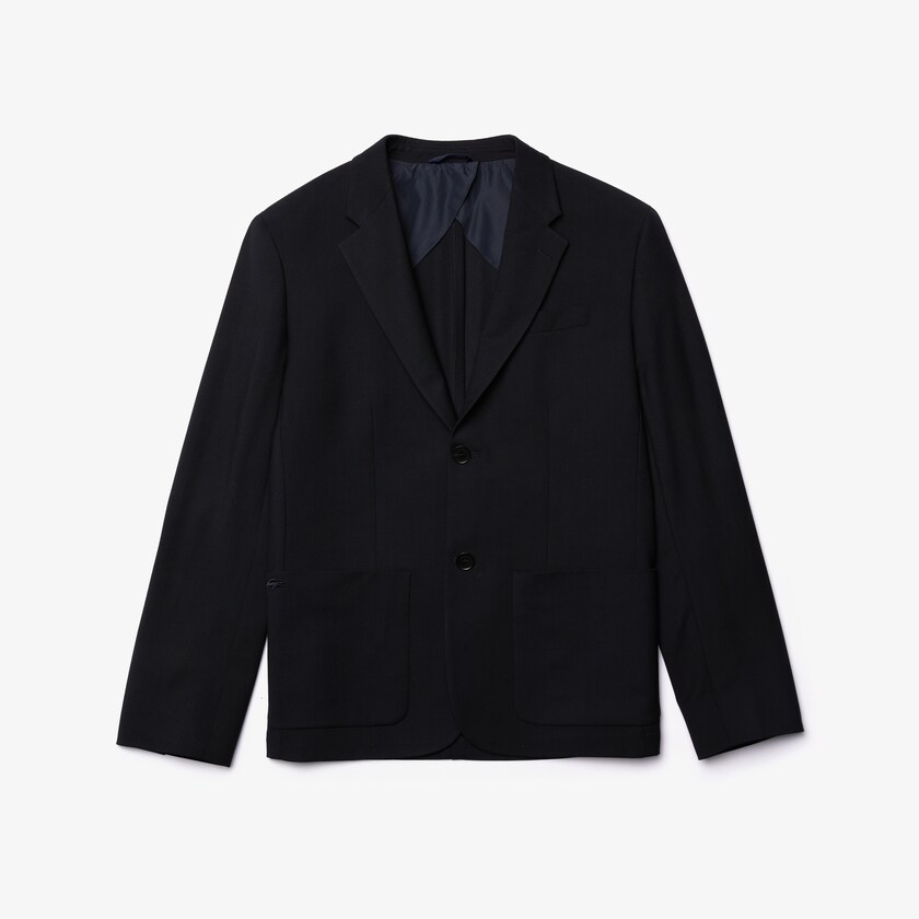 Chamarras Lacoste Straight-Cut Wool Hombre Azul Marino Azules | WN4-73207L4