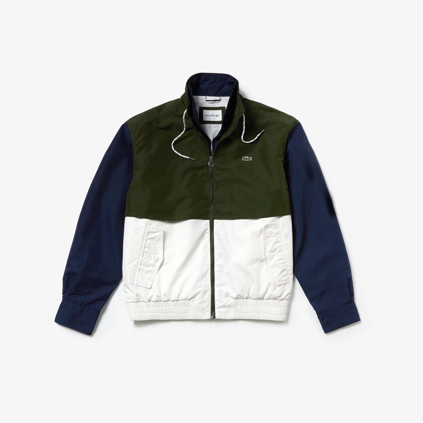 Chamarras Lacoste Water-Resistant Full-Zip Hombre Blancos Kaki Verdes Azul Marino Azules | VE2-36443Y8
