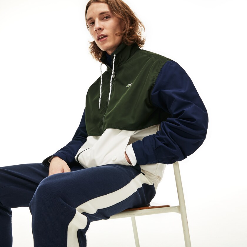 Chamarras Lacoste Water-Resistant Full-Zip Hombre Blancos Kaki Verdes Azul Marino Azules | VE2-36443Y8