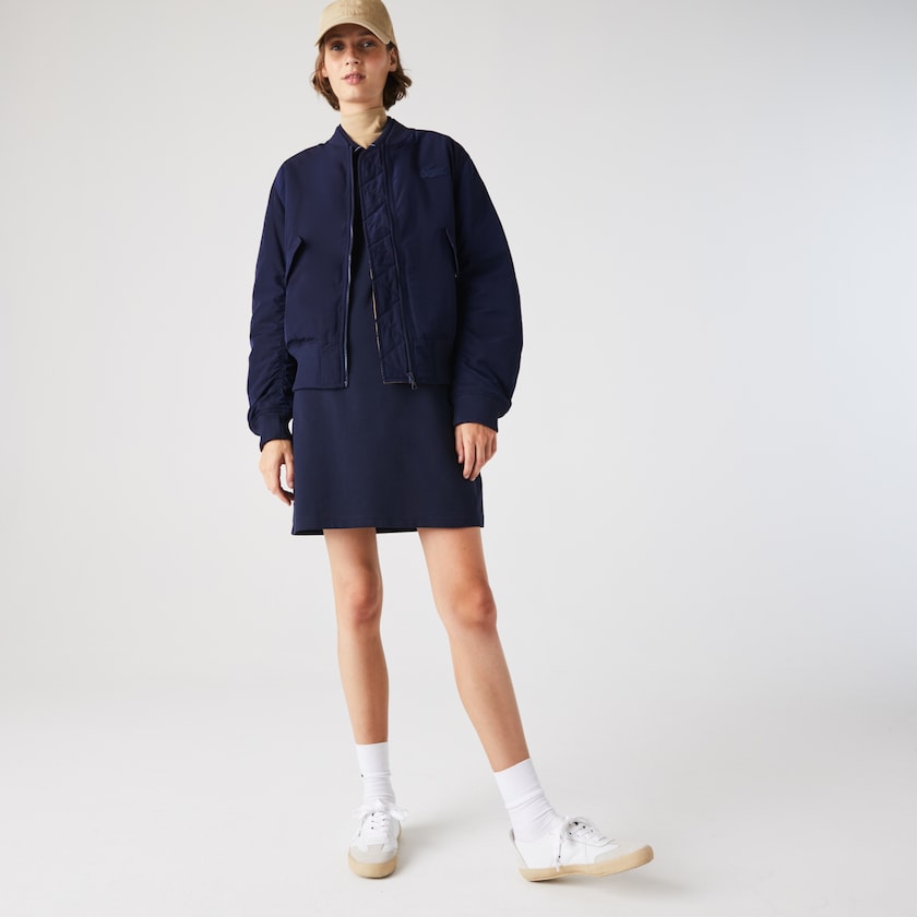 Chamarras Lacoste Zippered Quilted Water-Resistant Bomber Mujer Azul Marino Azules Amarillos | VV0-69116C8