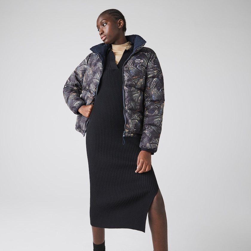 Chamarras Lacoste x National Geographic Print Quilted Mujer Blancos Azul Marino Azules | TX4-11681M1