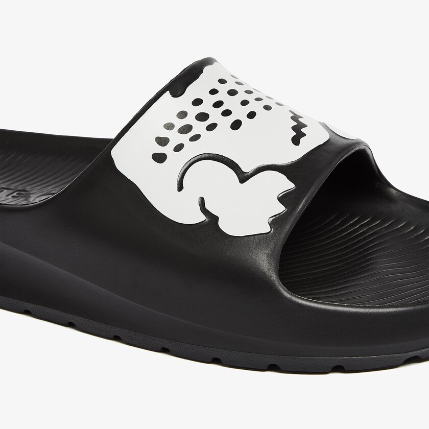 Chanclas Lacoste Croco 2.0 Synthetic Print Mujer Negros Blancos | HU4-58865D4