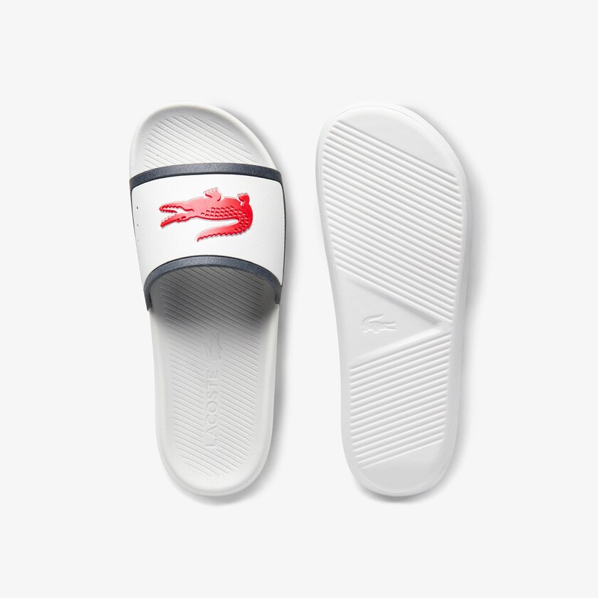 Chanclas Lacoste Croco Rubber Strap Synthetic Hombre Blancos Beige | RB1-28582N5