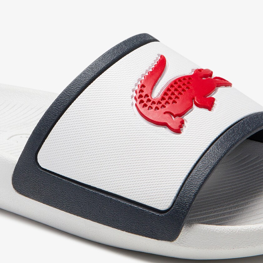 Chanclas Lacoste Croco Rubber Strap Synthetic Hombre Blancos Beige | RB1-28582N5