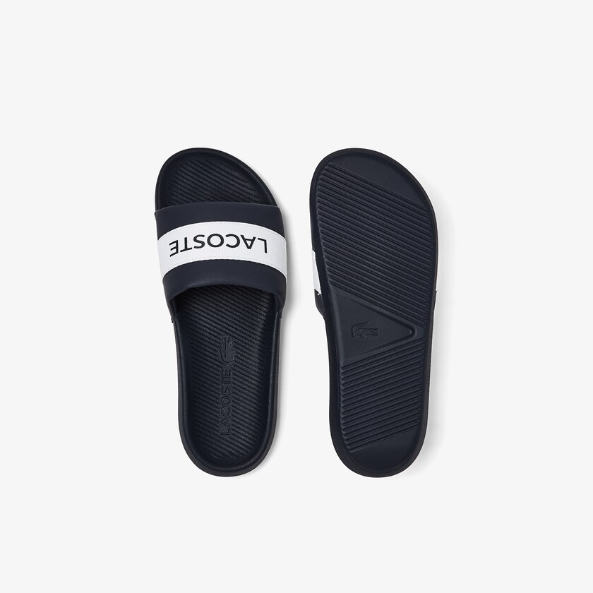 Chanclas Lacoste Croco Textile Logo Hombre Azul Marino Blancos | SU4-70087J3