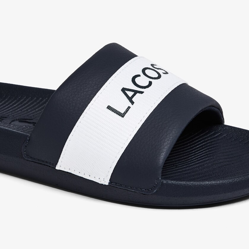 Chanclas Lacoste Croco Textile Logo Hombre Azul Marino Blancos | SU4-70087J3